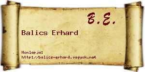 Balics Erhard névjegykártya
